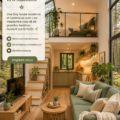 Un design moderne de tiny house avec des fenêtres donnant sur la forêt.