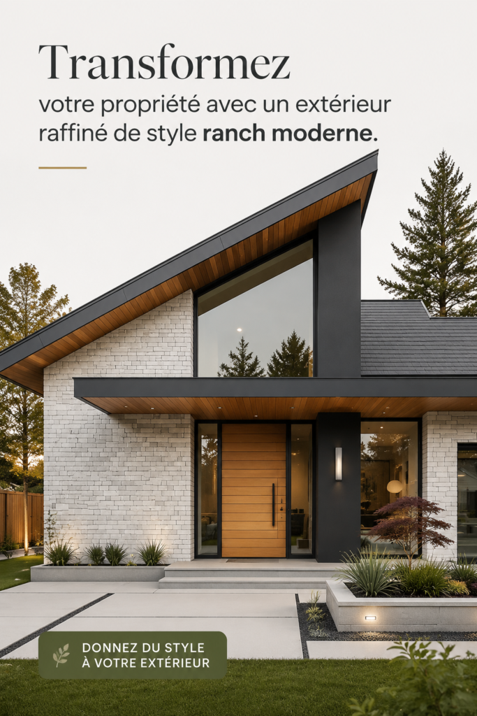 Une maison rénovée en style ranch moderne, avec un extérieur accueillant et des finitions élégantes.