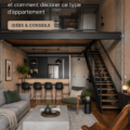 Intérieur d'un loft décoré avec goût, montrant un espace ouvert et chaleureux.