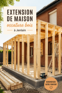 Maison avec extension en ossature bois, moderne et élégante.