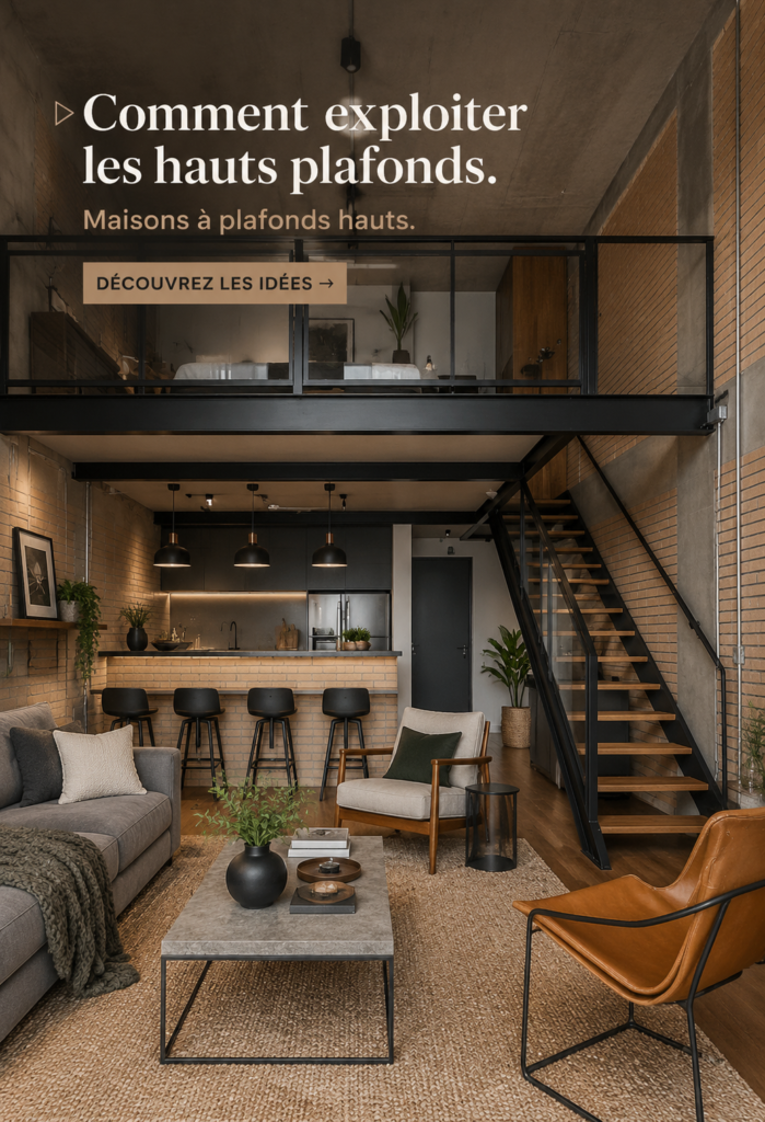 Intérieur d'une maison avec un plafond haut et décor élégant