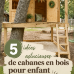 Une cabane en bois colorée pour enfants dans un jardin