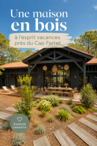 Maison en bois accueillante près du Cap Ferret, idéale pour des vacances en famille.