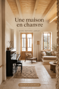 Extérieur d'une maison moderne construite en chanvre, mettant en avant une architecture chaleureuse et éco-responsable.