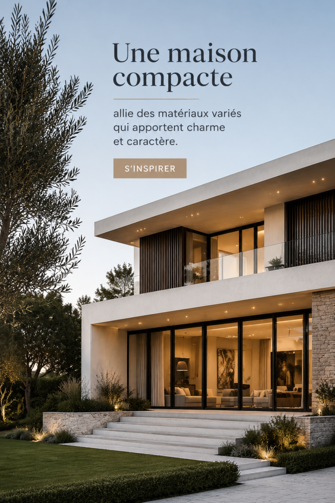 Maison compacte avec un design charmant utilisant différents matériaux
