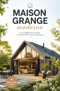 Intérieur d'une maison grange moderne avec des éléments de décoration chaleureux et contemporains.