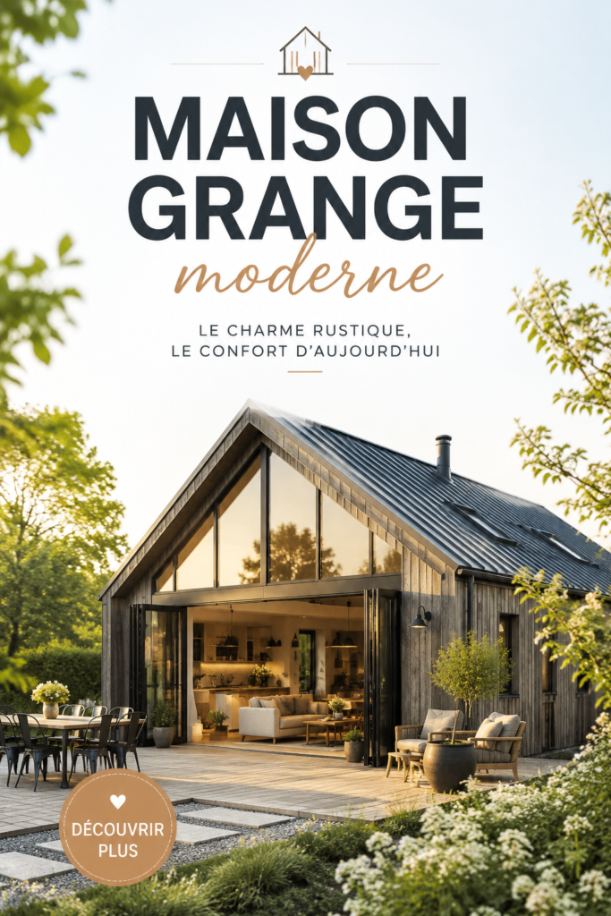 Intérieur d'une maison grange moderne avec des éléments de décoration chaleureux et contemporains.