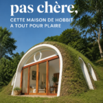 Maison de hobbit écolo intégrée dans la nature