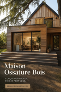 Maison moderne en ossature bois illustrant une construction durable