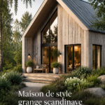 Maison scandinave avec bardage en bois et vue sur la forêt