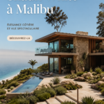Vue extérieure de la maison de Shaun White à Malibu, avec un design moderne et des paysages environnants.