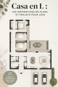 Maison moderne en L avec jardin bien entretenu, optimisation de l'espace