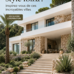 Villa de style Ibiza avec une belle piscine et une décoration méditerranéenne.
