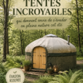 Une tente colorée installée dans un cadre naturel estival, parfaite pour des vacances en plein air.