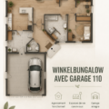 Visualisation d'un bungalow moderne avec garage , parfait pour une vie de famille
