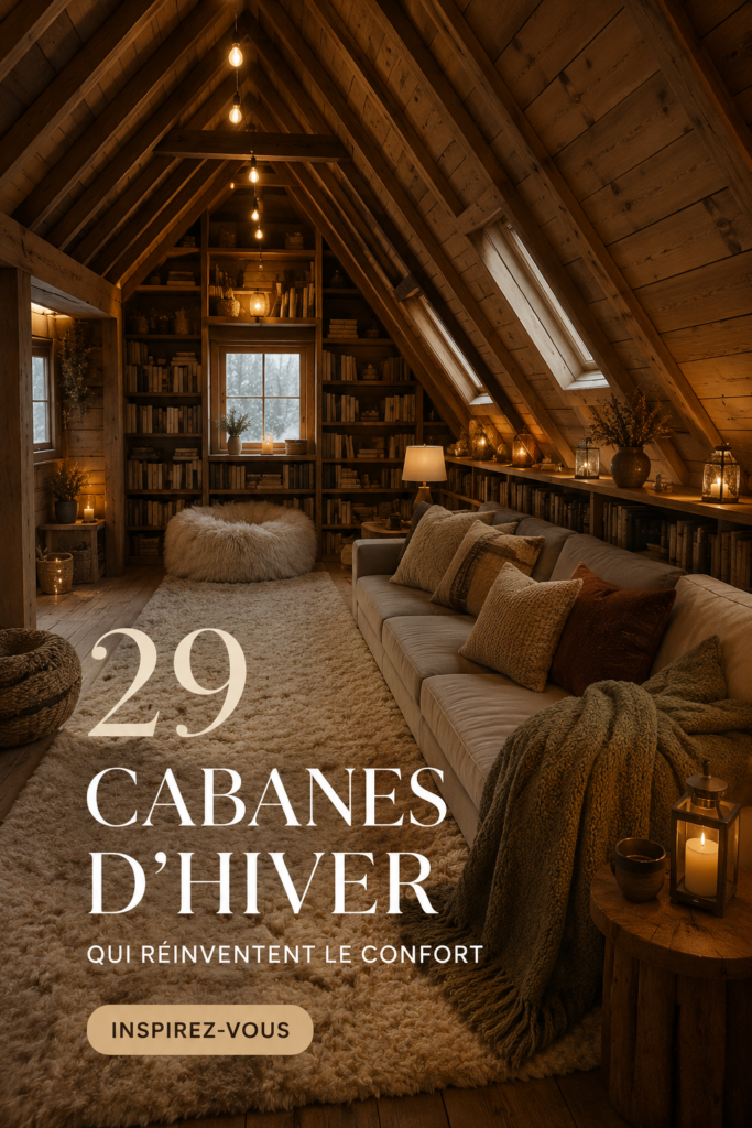 Chalet d'hiver cosy avec décor chaleureux et pierres naturelles