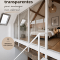 Intérieur moderne avec des cloisons transparentes, créant des espaces fluides et lumineux.