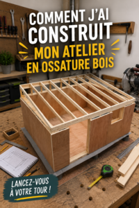Un atelier en ossature bois construit dans un jardin, offrant un espace de créativité