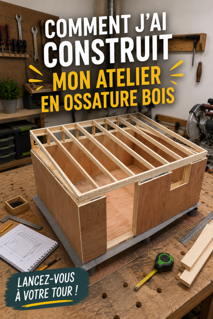 Un atelier en ossature bois construit dans un jardin, offrant un espace de créativité