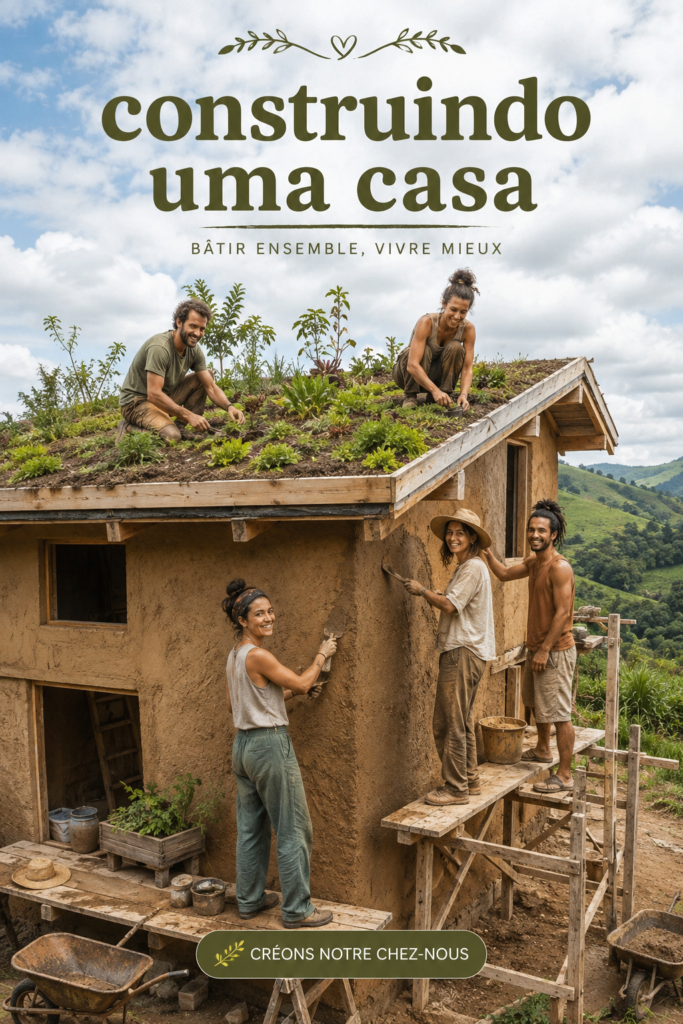 Une maison en construction avec des ouvriers sur le chantier