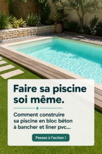 Une piscine en béton construite soi-même dans un jardin