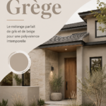 Maison peinte en greige avec des accents gris et beige, montrant une élégante façade moderne.