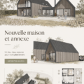 Belle annexe moderne avec une terrasse accueillante et des grandes fenêtres.