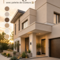 Maison moderne avec une palette de couleurs inspirante, mêlant des teintes naturelles et contemporaines.