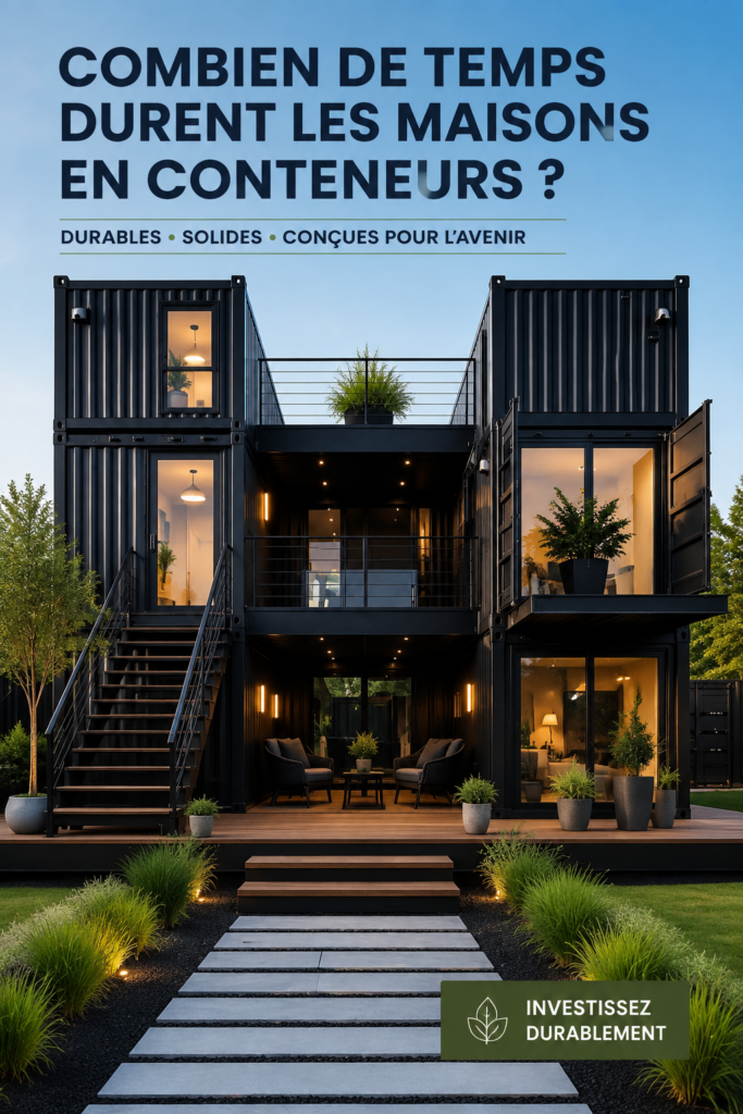 Une maison container moderne au design élégant, symbole de durabilité.