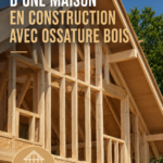 Façade d'une maison moderne en ossature bois, alliant esthétisme et fonctionnalité.