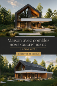 Maison moderne modèle HOMEKONCEPT 102 G2 avec un design élégant et fonctionnel.