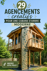 Cabane dans les arbres moderne avec un aménagement extérieur attractif