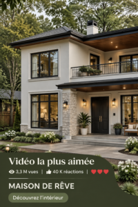 Une belle maison avec un style architectural chaleureux et accueillant.