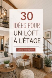 Loft chaleureux avec décoration moderne et confortable, mettant en valeur l'espace ouvert.