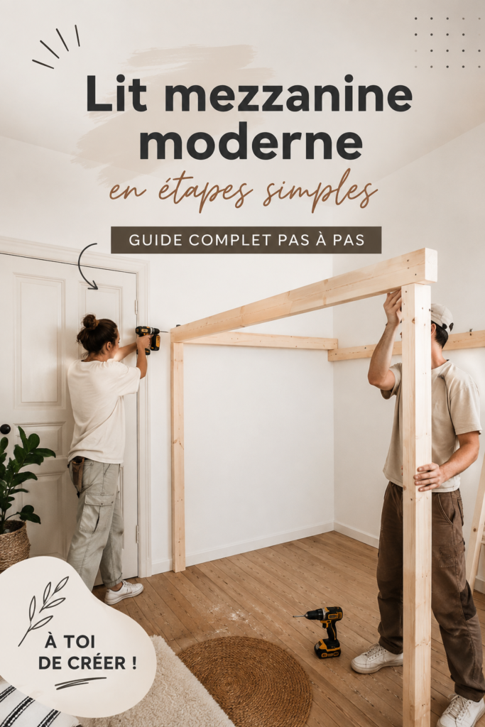 Lit mezzanine moderne en bois dans une chambre chaleureuse