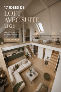 Un loft moderne avec une salle de bains intégrée, bien décoré et fonctionnel.