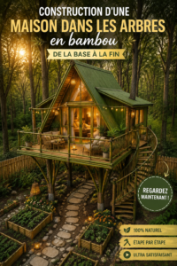Maison dans les arbres en bambou construite dans un jardin
