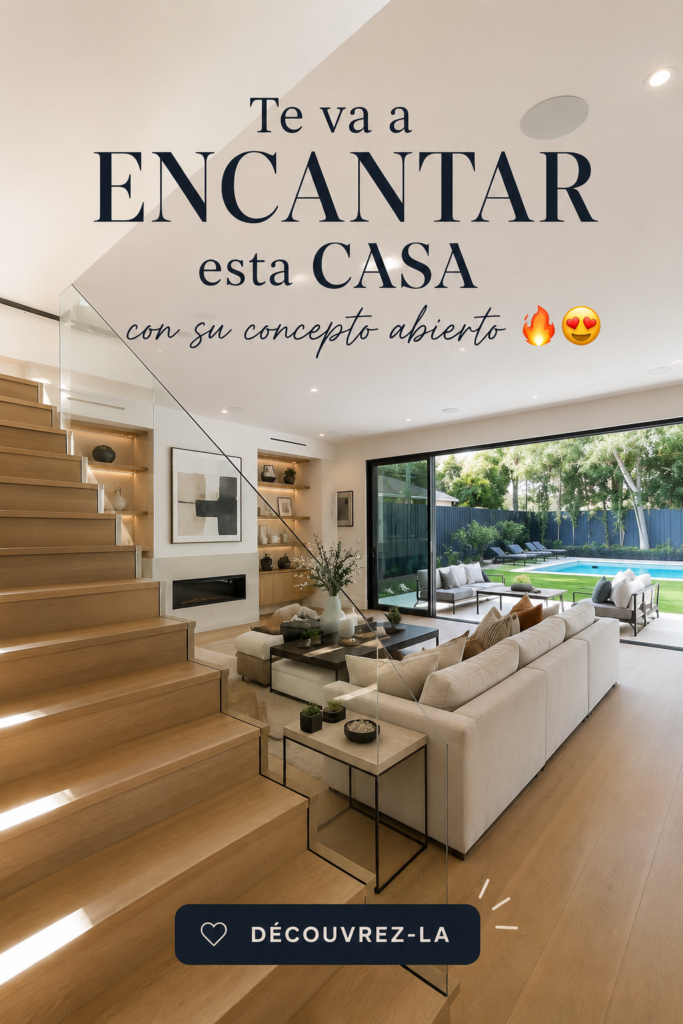 Maison moderne avec un concept ouvert, mettant en avant une cuisine spacieuse et lumineuse.