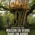 Maison en verre perchée dans un arbre, offrant une vue sur la nature environnante.