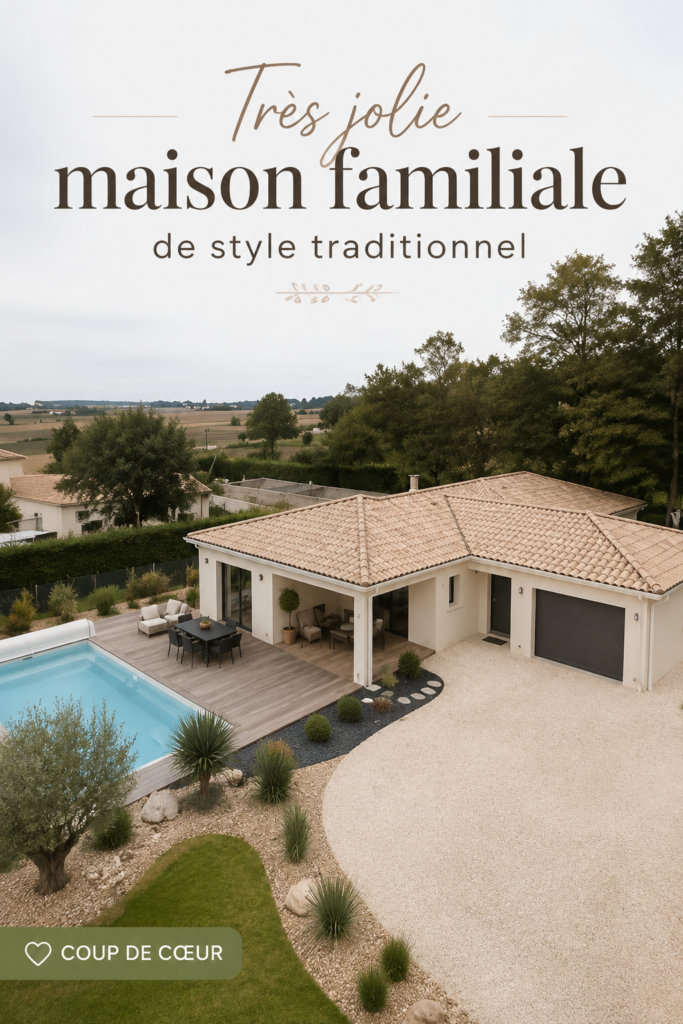 Maison familiale au style traditionnel avec une façade accueillante et chaleureuse.