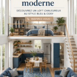 Une maison moderne avec un design de loft cosy et une décoration bleue