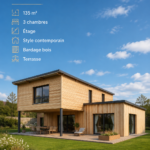 Maison ossature bois contemporaine de 135 m² avec terrasse en bois