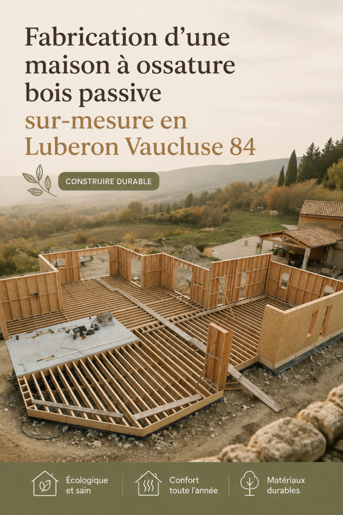 Maison moderne à ossature bois passive en Luberon, intégrée dans la nature