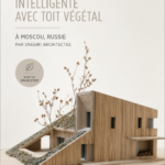 Maison passive à toit vert moderne à Moscou, alliant confort et écologie.