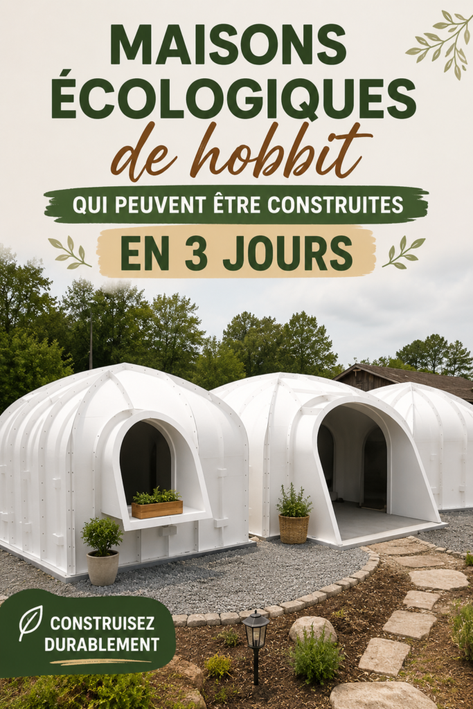 Une maison hobbit écologique intégrée dans la nature, mettant en avant des matériaux naturels.