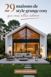 Une belle maison en grange cosy avec un extérieur en bois naturel.