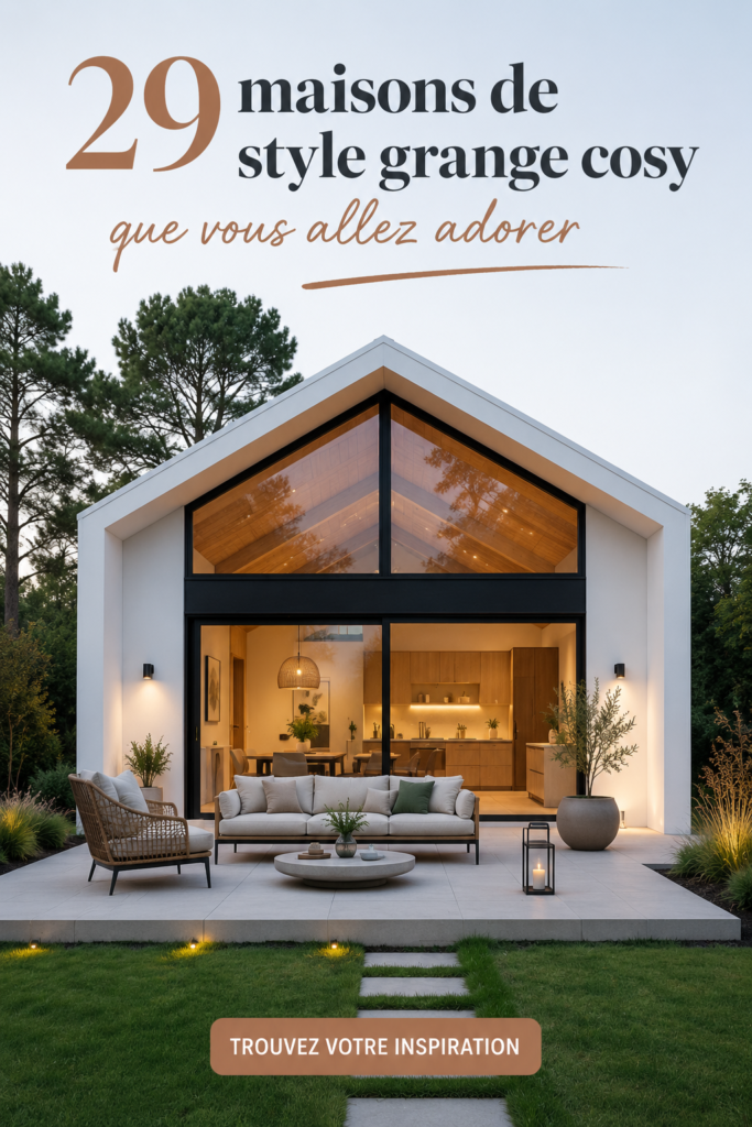 Une belle maison en grange cosy avec un extérieur en bois naturel.