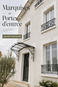 Marquise élégante sur une porte d'entrée accueillante avec un style moderne.