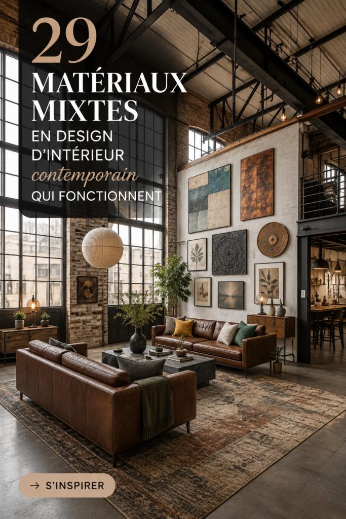 Intérieur contemporain avec une combinaison harmonieuse de différents matériaux.