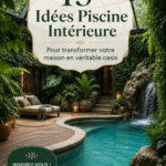 Une belle piscine intérieure entourée de plantes et d'un espace détente chaleureux.
